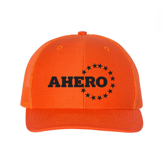 AHERO Snapback Trucker Cap Orange All Black thread